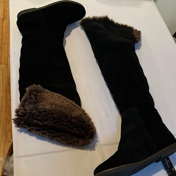 Sam Edelman size 10 black suede over the knee fur lined pull on boots NWOT - Picture 1 of 16